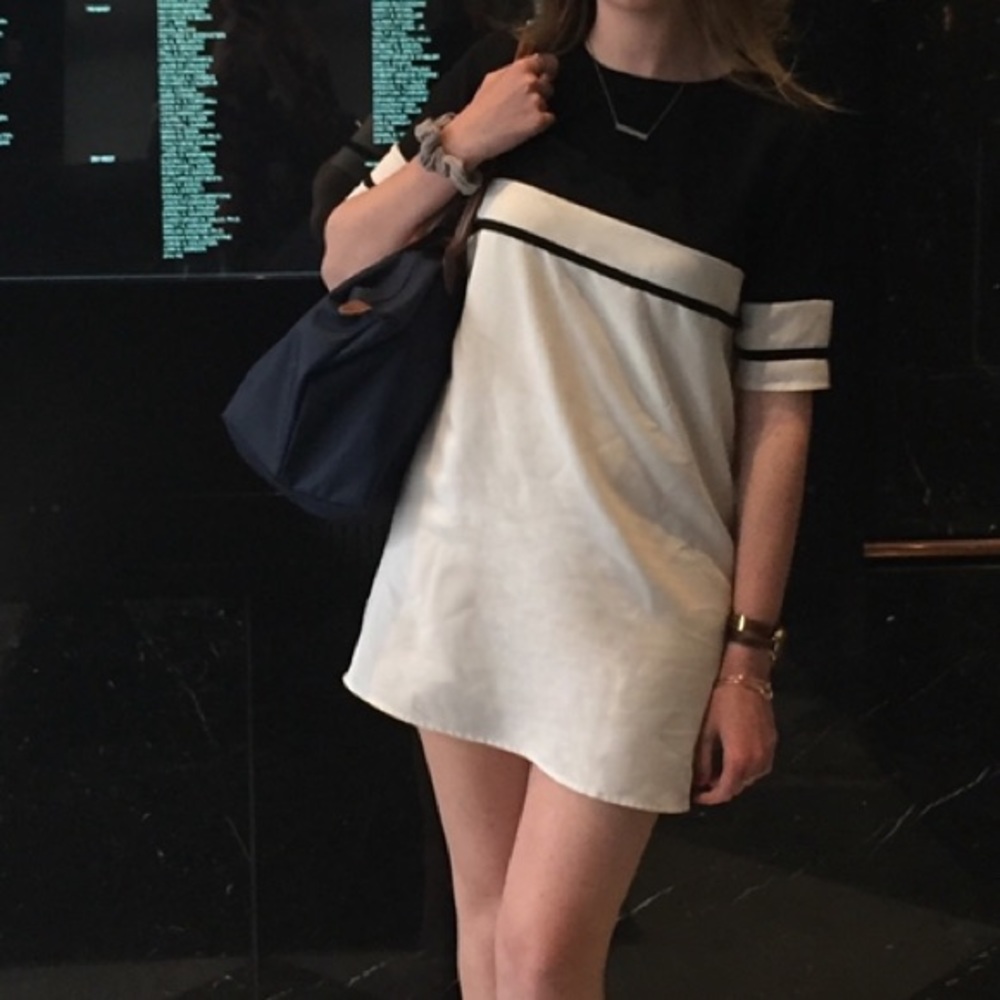 Black and white shift dress